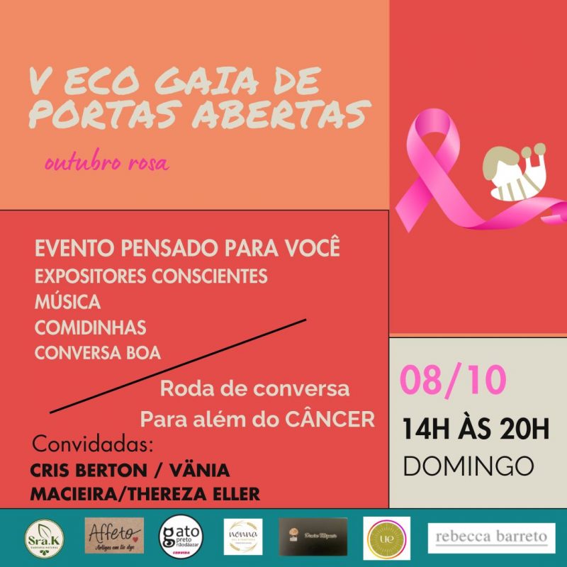 V Eco Gaia de Portas Abertas traz o Outubro Rosa com a Roda de Conversa “Para Além do Câncer”