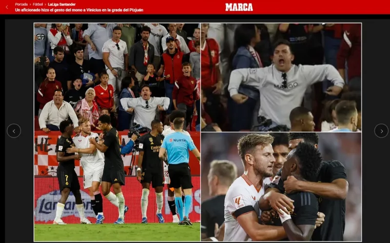 Sevilla expulsa torcedor por racismo contra Vini Jr.