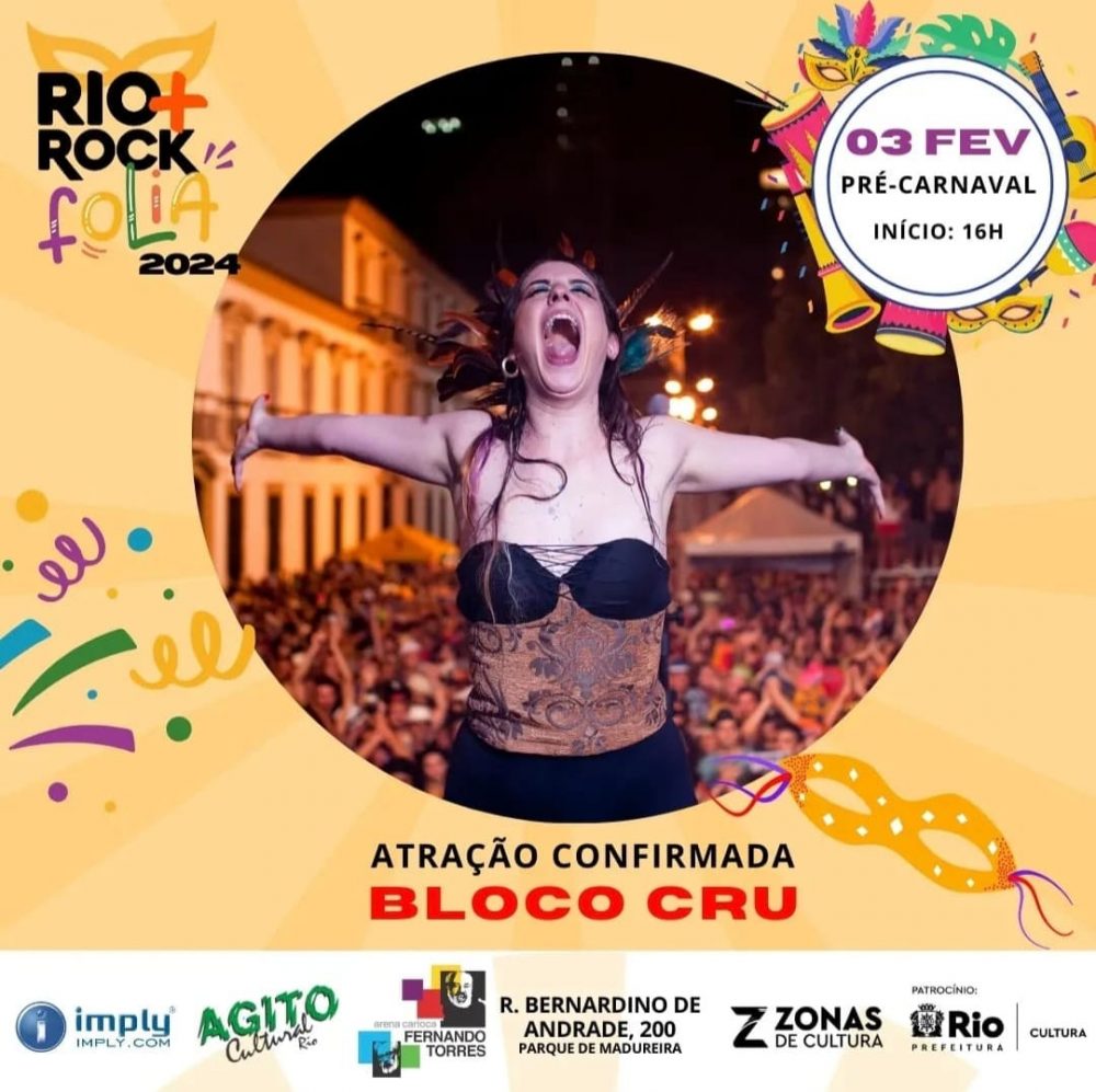 Coletivo Rio + Rock apresenta o evento pré-carnavalesco Rio + Rock Folia 2024