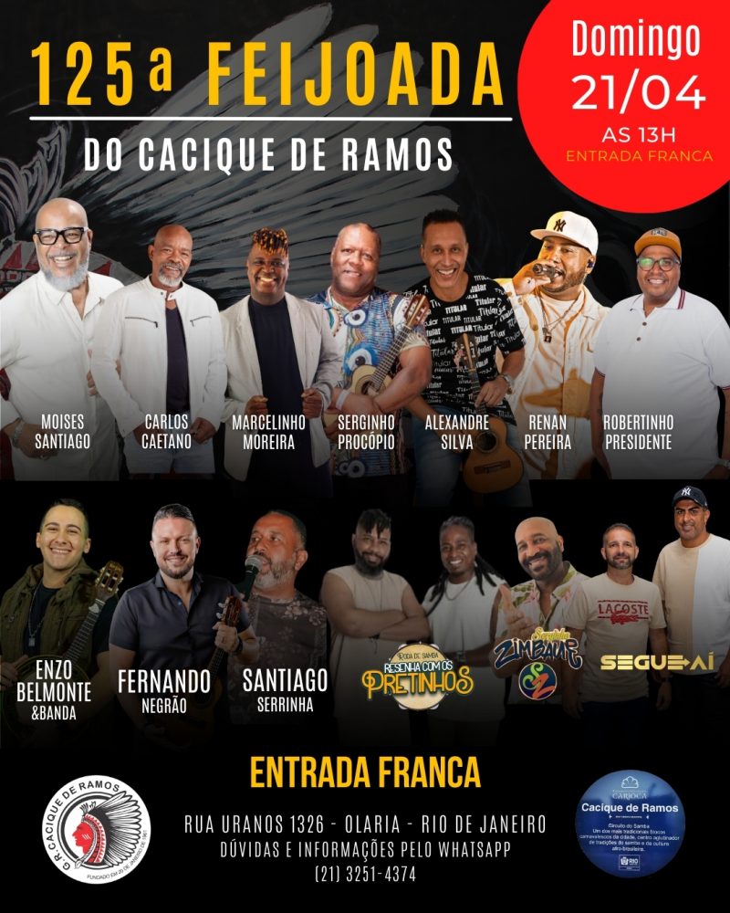 30 Anos do Samba ‘Vai lá, vai lá’ e São Jorge são destaques da 125ª feijoada do Cacique de Ramos