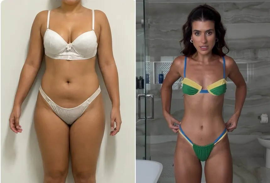 Luana Zucoloto mostra o antes e o depois após treinos